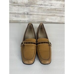 Joan‎ & David Circa Metallic Gold& Brown flats  with buckle Sz 8.5